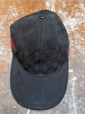 Black Baseball Cap with Red & Green Stripes